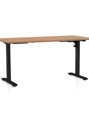 Zlevněný Výškově nastavitelný stůl OfficeTech A, 160 x 80 cm, černá podnož, buk