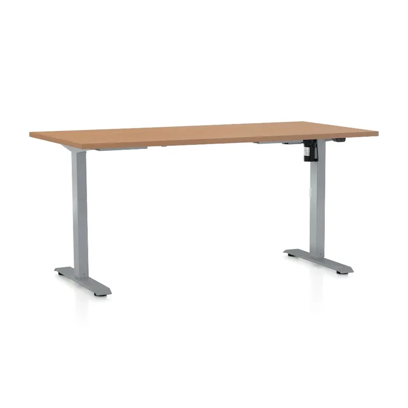 Výškově nastavitelný stůl OfficeTech A, 160 x 80 cm, šedá podnož, buk Speciální Cena