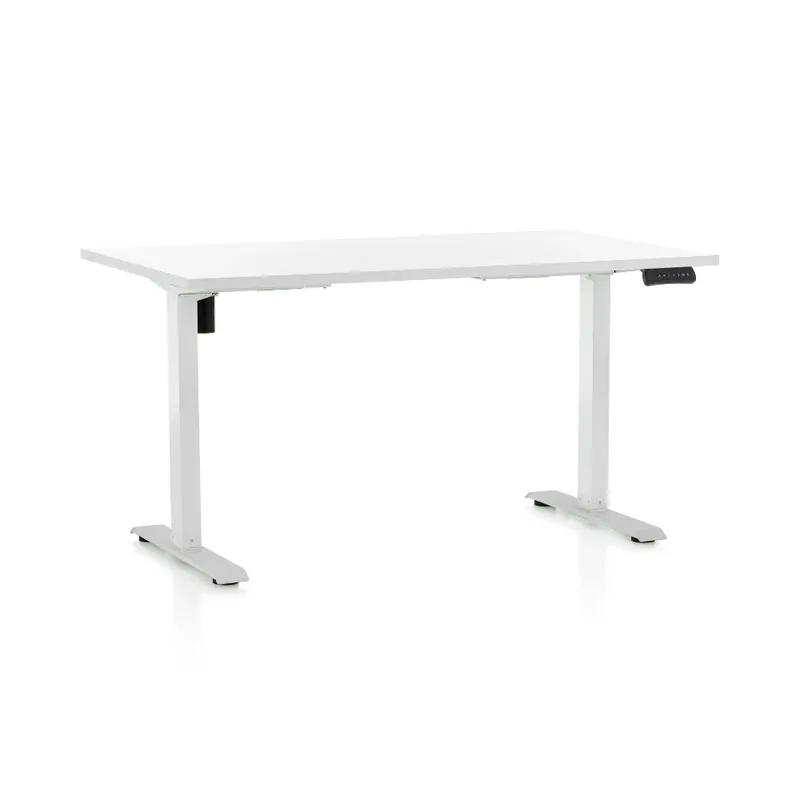 Výškově nastavitelný stůl OfficeTech B, 140 x 80 cm, bílá podnož, bílá Cenový Hit
