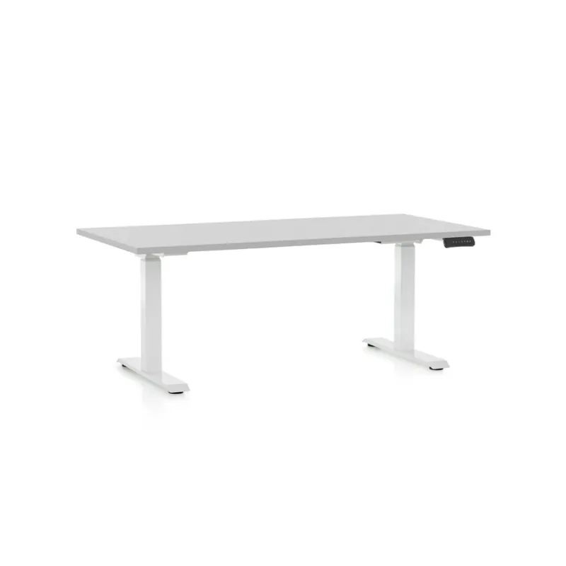 Kup Teď Výškově nastavitelný stůl OfficeTech C, 160 x 80 cm, bílá podnož, světle šedá