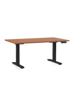 Zlevněný Výškově nastavitelný stůl OfficeTech D, 120 x 80 cm, černá podnož, třešeň