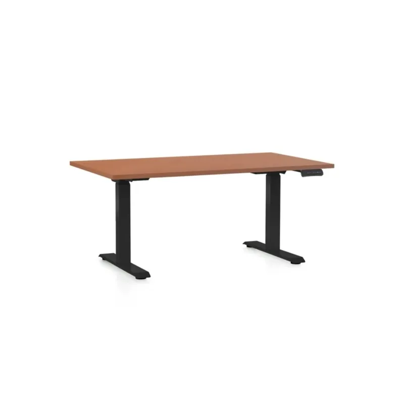 Zlevněný Výškově nastavitelný stůl OfficeTech D, 120 x 80 cm, černá podnož, třešeň