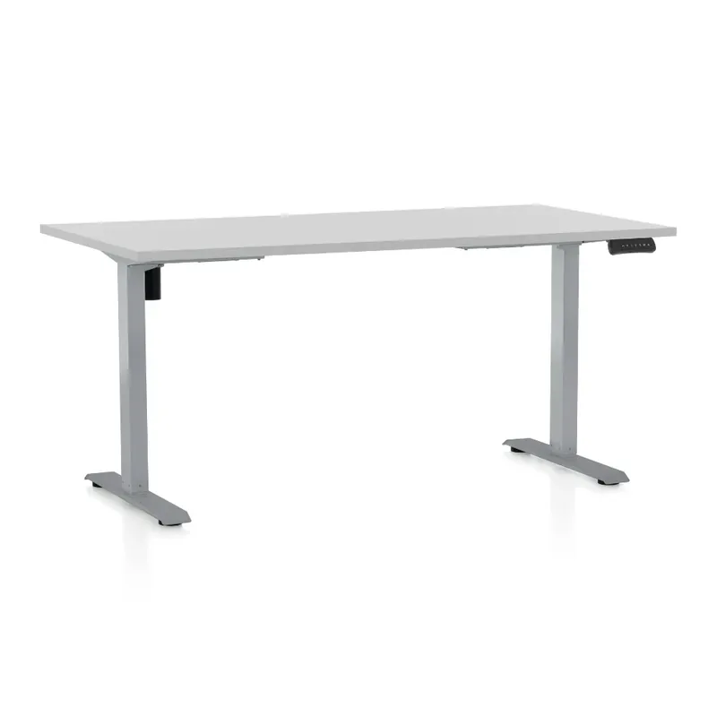 Výškově nastavitelný stůl OfficeTech B, 160 x 80 cm, šedá podnož, světle šedá Akční Cena