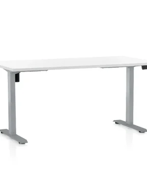 Zlevněný Výškově nastavitelný stůl OfficeTech B, 160 x 80 cm, šedá podnož, bílá