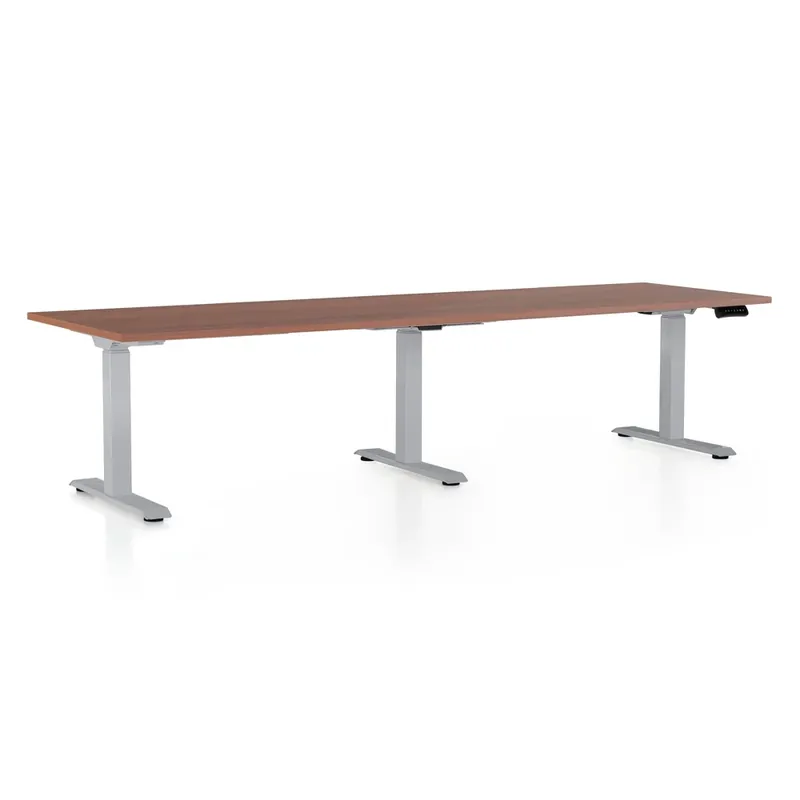 Výškově nastavitelný stůl OfficeTech Long, 260 x 80 cm, šedá podnož, ořech Kup Teď