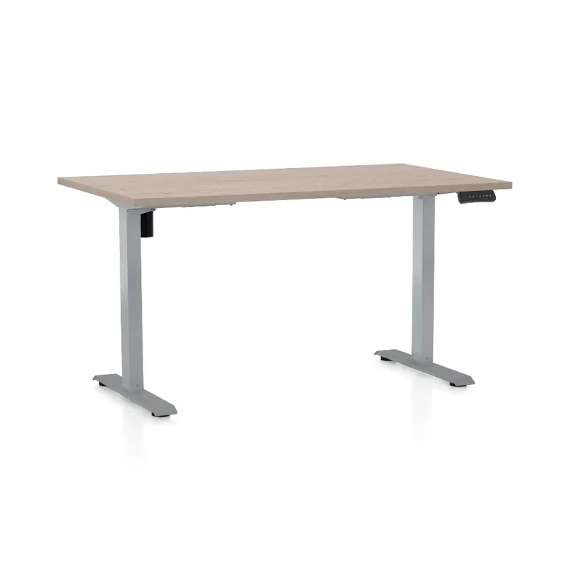Jen Po Omezenou Doba Výškově nastavitelný stůl OfficeTech B, 120 x 80 cm, šedá podnož, dub