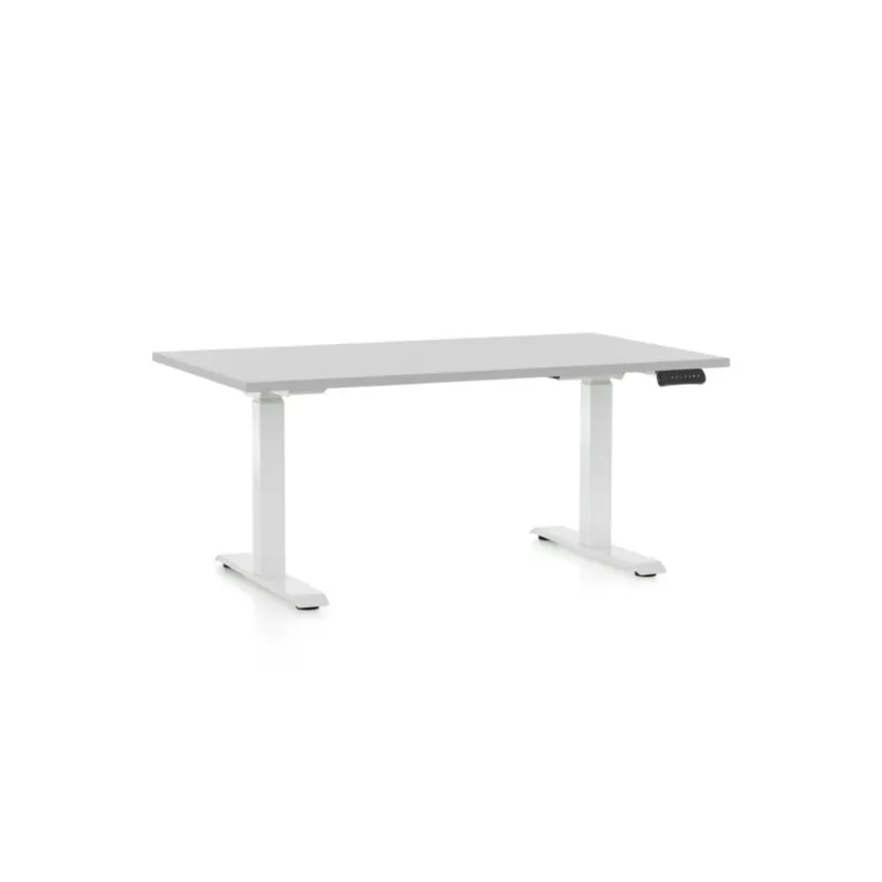 Tovární Cena Výškově nastavitelný stůl OfficeTech D, 120 x 80 cm, bílá podnož, světle šedá