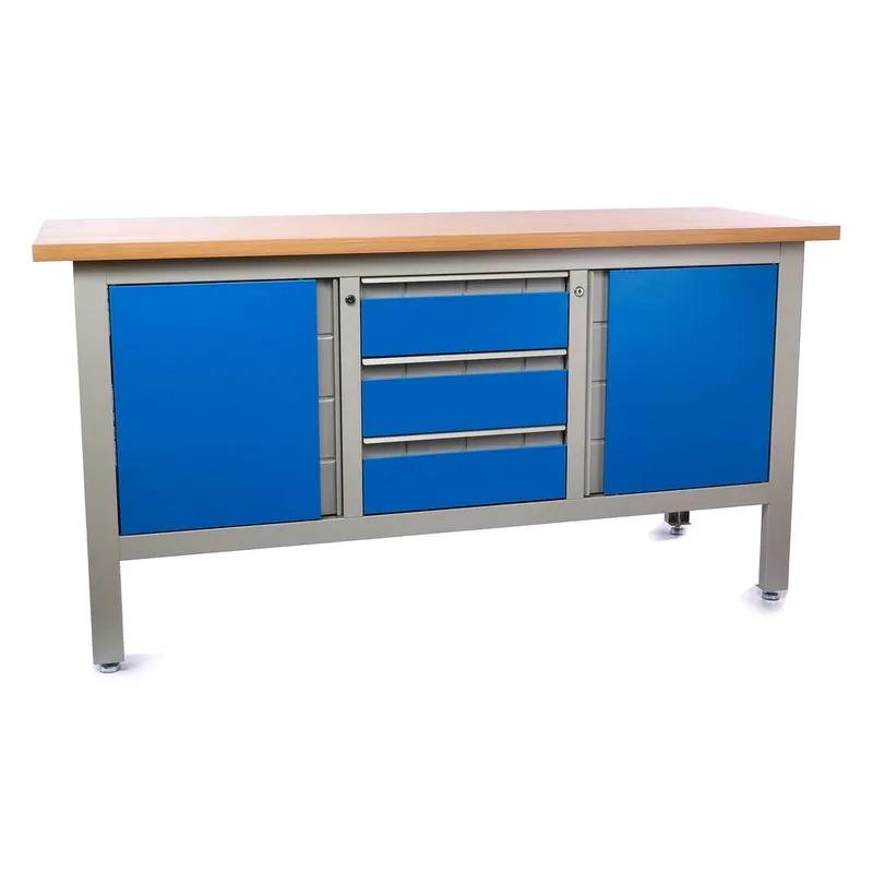 Dílenský stůl Solid Compact+ se zásuvkami, 170 × 60 × 86,5 cm, modrá - ral 5012 Koupit Online