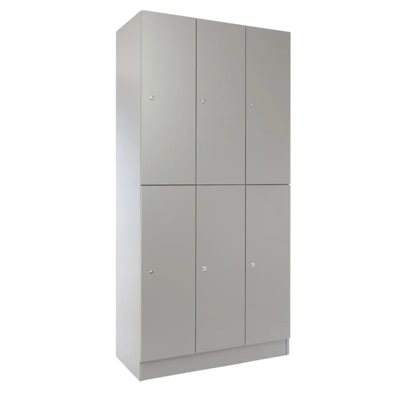 Dřevěná šatní skříňka Visio LUX - 6 boxů, 90 x 45 x 185 cm, cylindrický zámek, šedá Akce