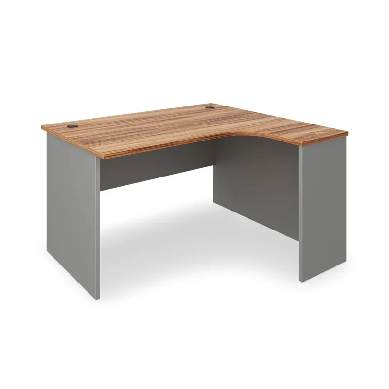 Rohový stůl SimpleOffice 140 x 120 cm, pravý, ořech vlašský / šedá Vrácení Zdarma