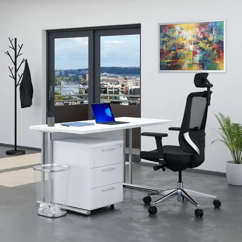 Speciální Cena Sestava kancelářského nábytku Visio 1, 140 cm, bílá