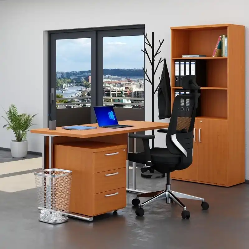Autentický Sestava kancelářského nábytku Visio 2, 140 cm, třešeň