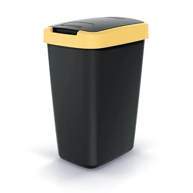 Odpadkový koš s barevným víkem, 12 l, žlutá / černá Rychlé Dodání