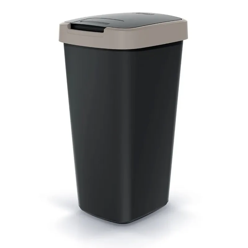 Levný Odpadkový koš s barevným víkem, 25 l, hnědá / černá