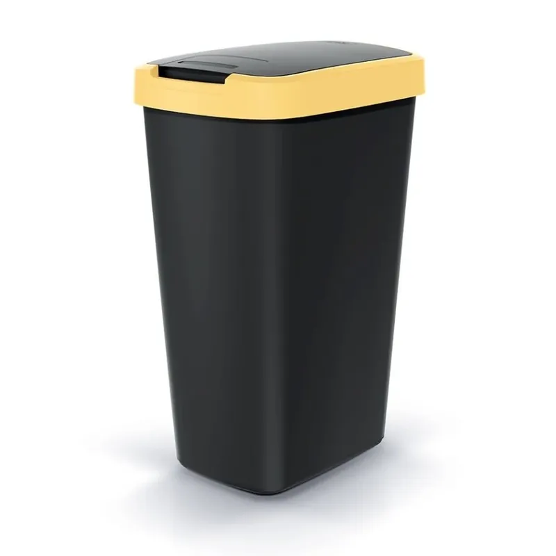 Odpadkový koš s barevným víkem, 45 l, žlutá / černá Omezená Nabídka