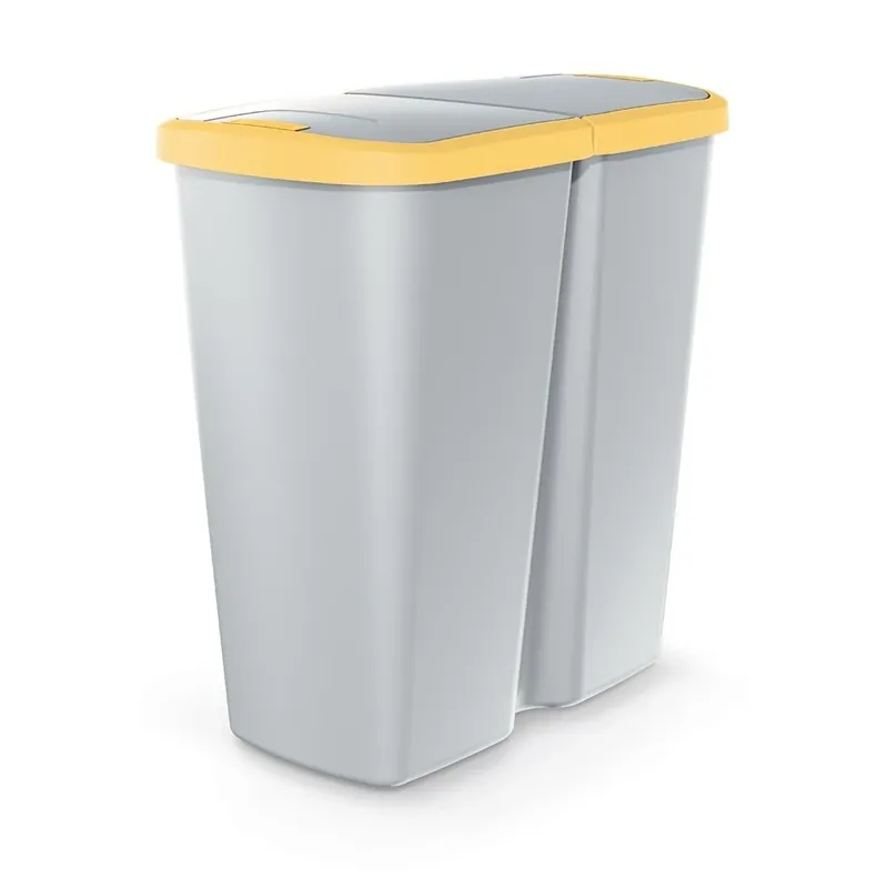 Nejlepší Volba Odpadkový koš DUO šedý, 45 l, žlutá / šedá