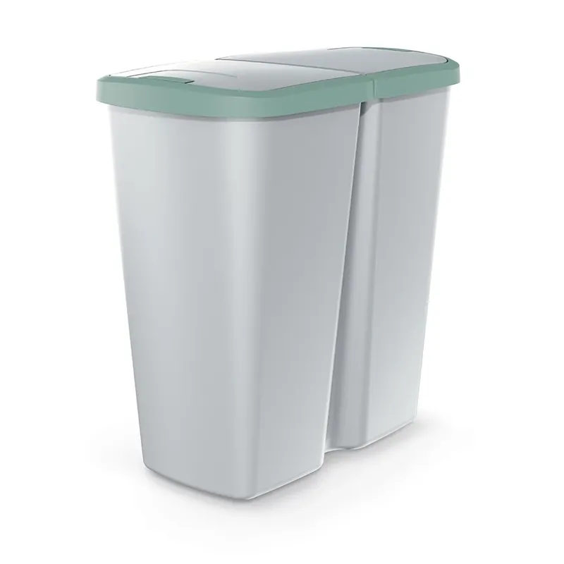 Odpadkový koš DUO šedý, 45 l, zelená / šedá Nejprodávanější
