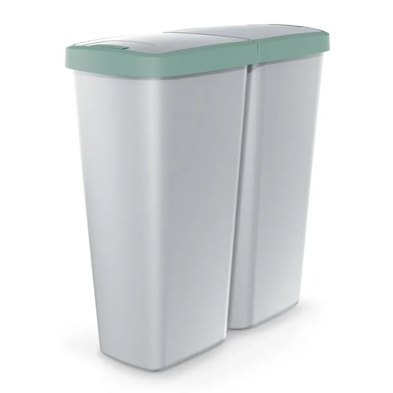 Odpadkový koš DUO šedý, 50 l, zelená / šedá Sezónní Sleva