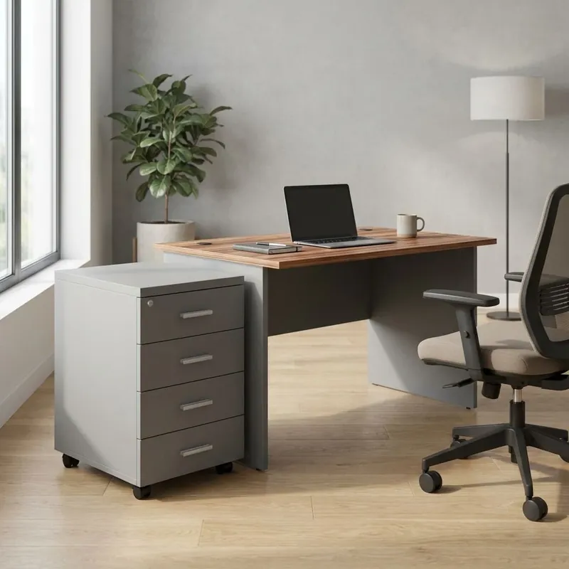 Zlevněný Sestava kancelářského nábytku SimpleOffice 1, 120 cm, šedá / ořech vlašský