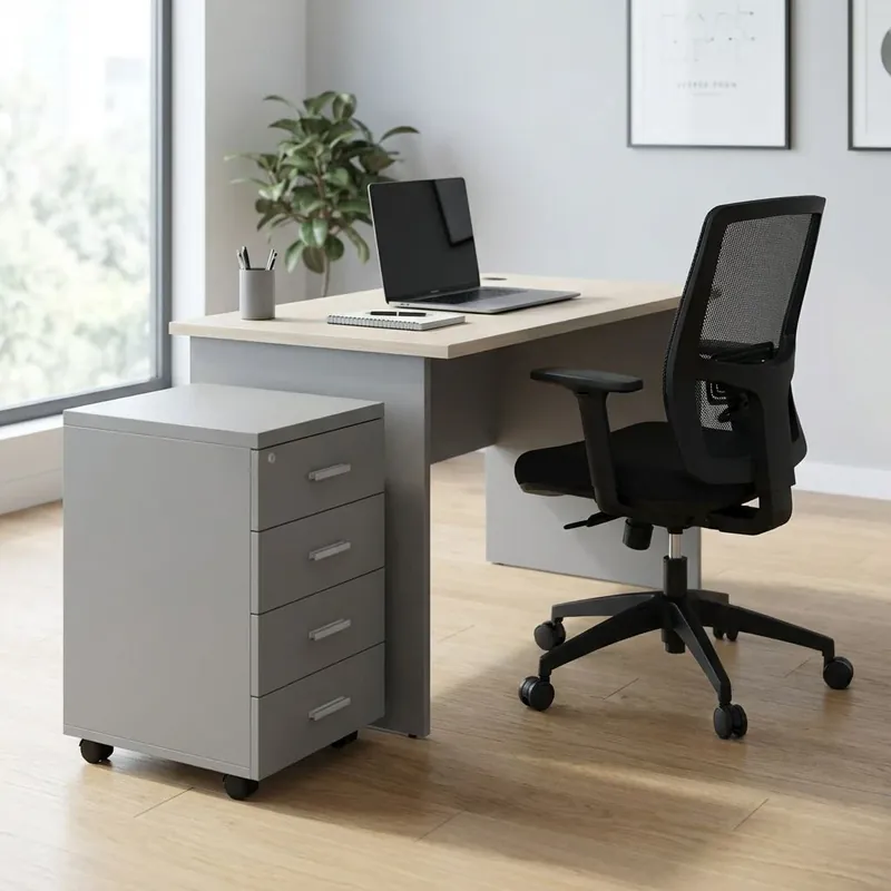Sestava kancelářského nábytku SimpleOffice 1, 120 cm, šedá / dub světlý Hit Sezóny