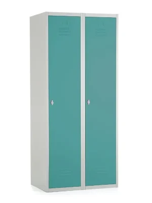 Značkový Kovová šatní skříňka, 80 x 50 x 180 cm, otočný zámek, zelená - ral 6033
