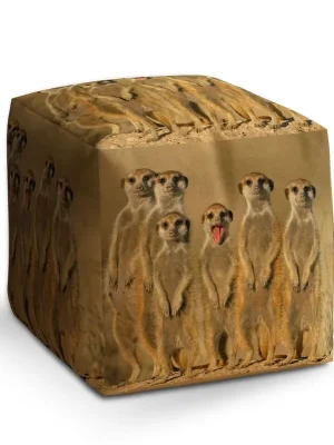 Autentický Taburet Cube surikaty, žlutá