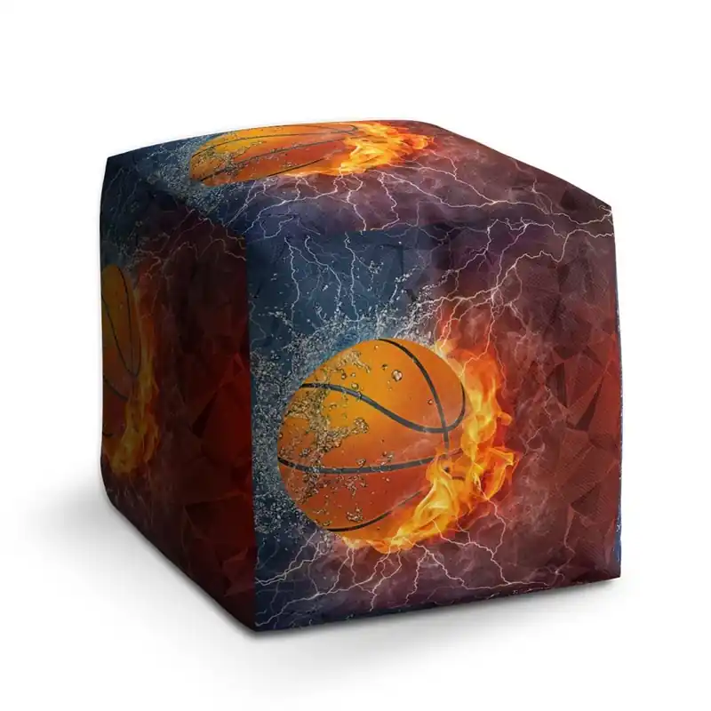 Taburet Cube basketbalový míč, hnědá / černá Novinka