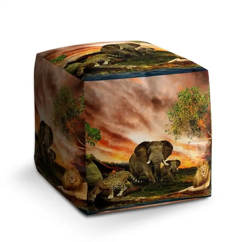 Taburet Cube zvířata ze Sahary, barevná Aktuální