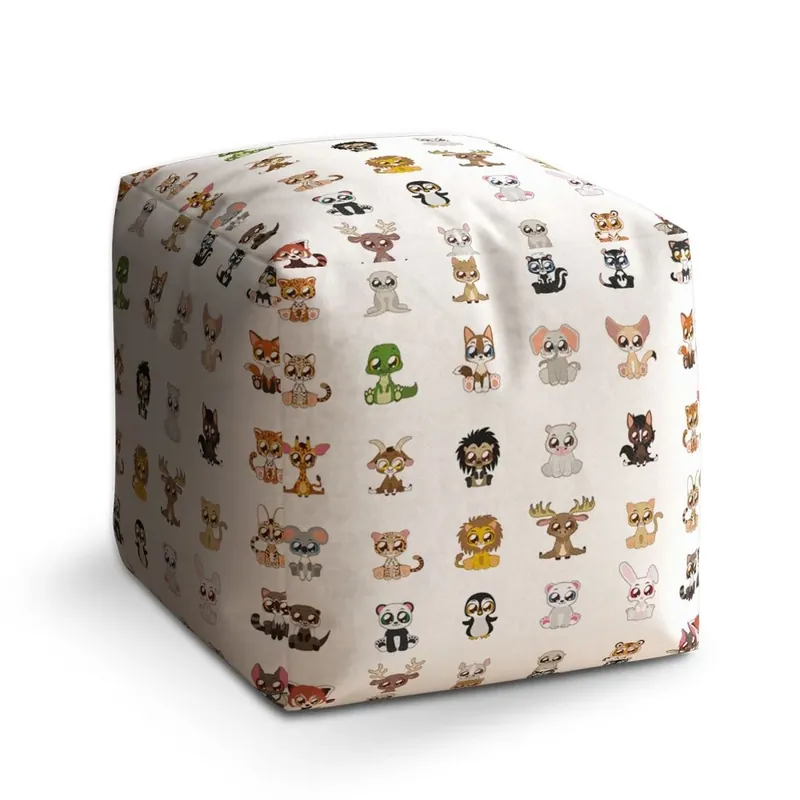 Taburet Cube zvířátka 4, bílá Autentický