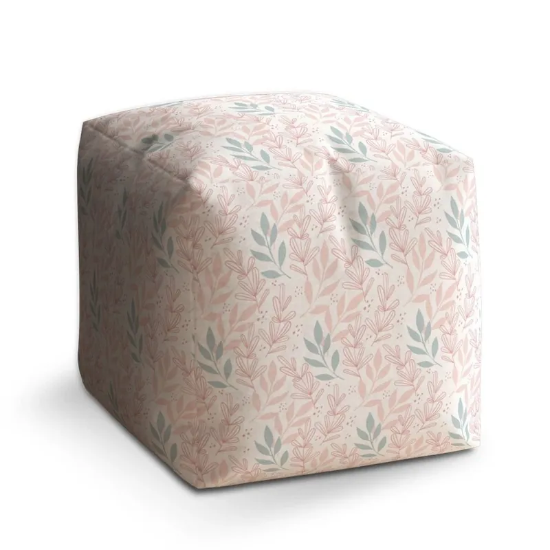 Taburet Cube růžové a modré lístky, barevná Hit Sezóny