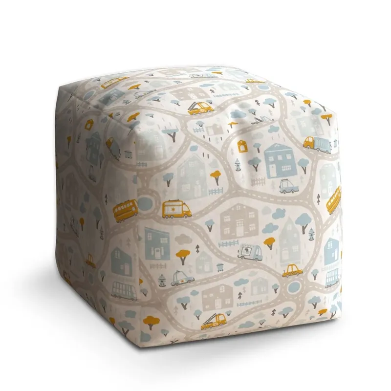 Taburet Cube cestičky s dopravou, barevná Sezónní Sleva