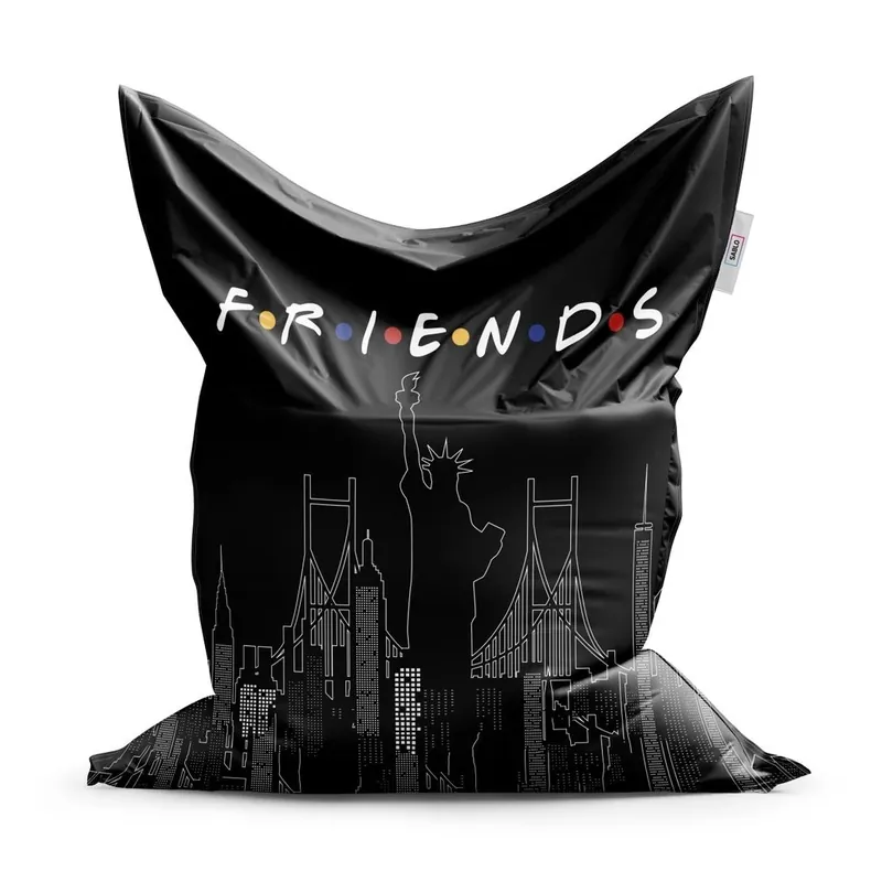 Ověřený Sedací vak Classic seriál Friends obrysy, černá