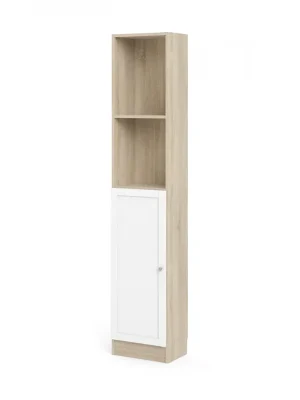 Značkový Skříň Bask 40,6 x 28,3 x 203,2 cm, dveře dřevo, dub sonoma / bílá