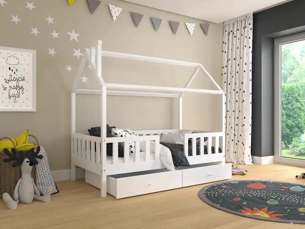 Rychlé Dodání Domečková postel z masivu Alfie 4 - 90 x 200 - bílá
