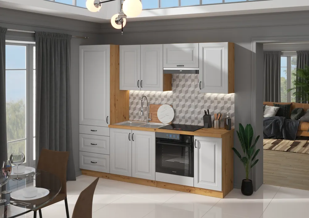 Kuchyňská linka Stilo 9 180 cm - dub artisan/bílá Akční Cena
