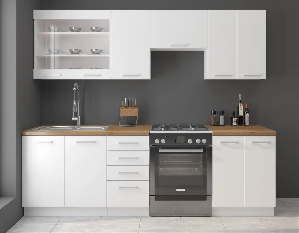 Autentický Designová kuchyň Eko 240 cm - bílá matná