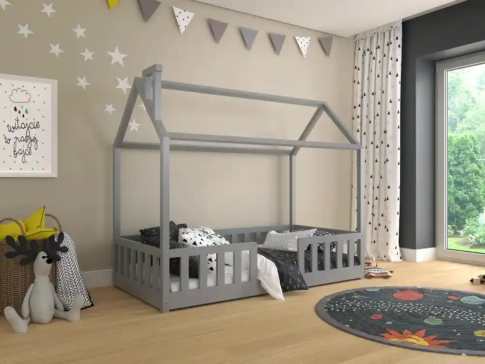 Akce Domečková postel Alfie 1 - 80 x 160 - šedá