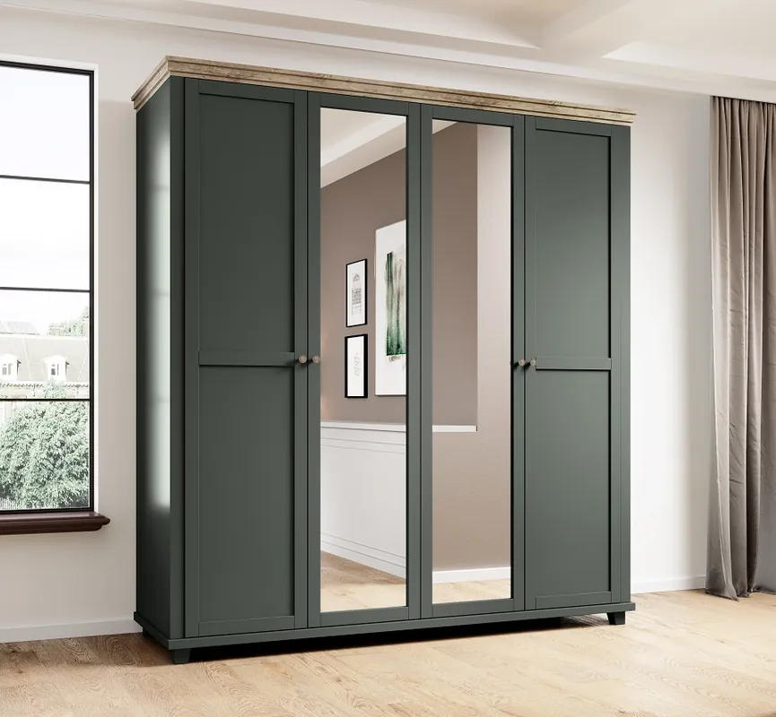 Designová šatní skříň Evora 2 - zelená / dub lefkas Bezpečná Platba