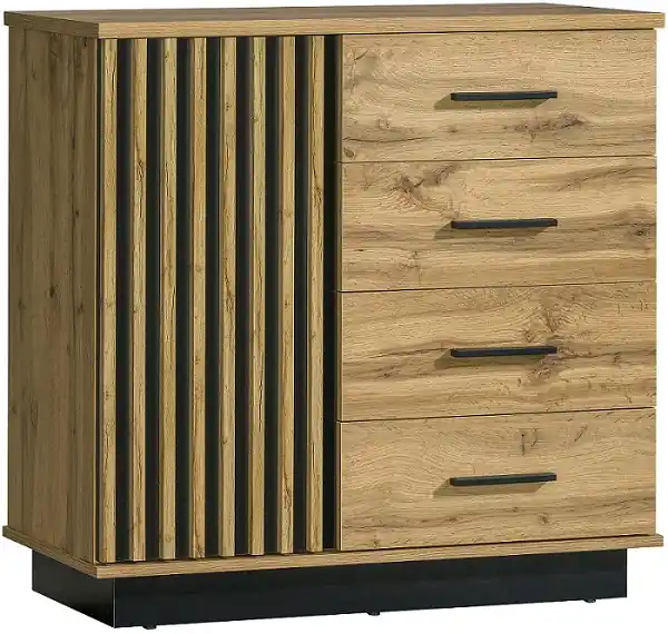 Must-Have Malá komoda se zásuvkami Lamelo - dub wotan / černá