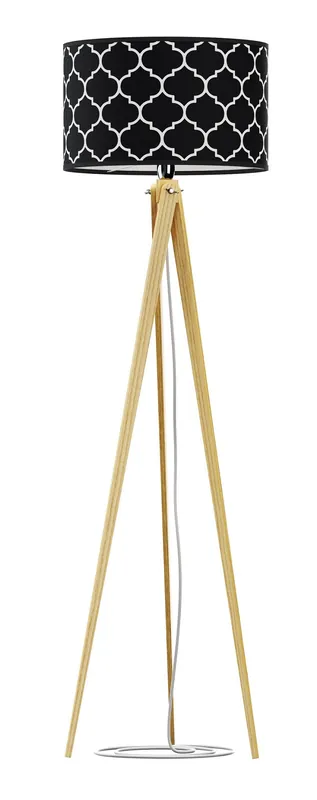 Dokud Zásoby Vydrží Stojací lampa Santini v severském stylu - přírodní borovice / černá se vzorem