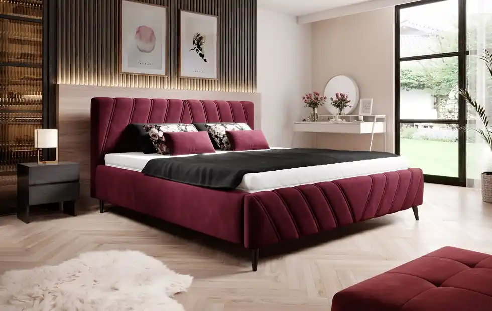 Nejlepší Volba Elegantní čalouněná postel Calypso + rošt + úložný prostor - 160 x 200 cm