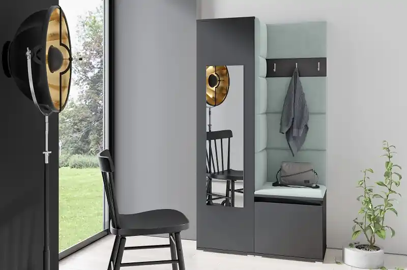 Předsíňová stěna se zrcadlem Emi 13 - grafit Nejlepší Volba
